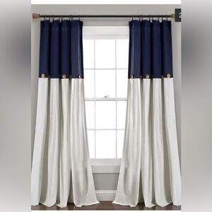 Lush Decor Linen Button Window Curtains- 84"L x 40"W - Linen